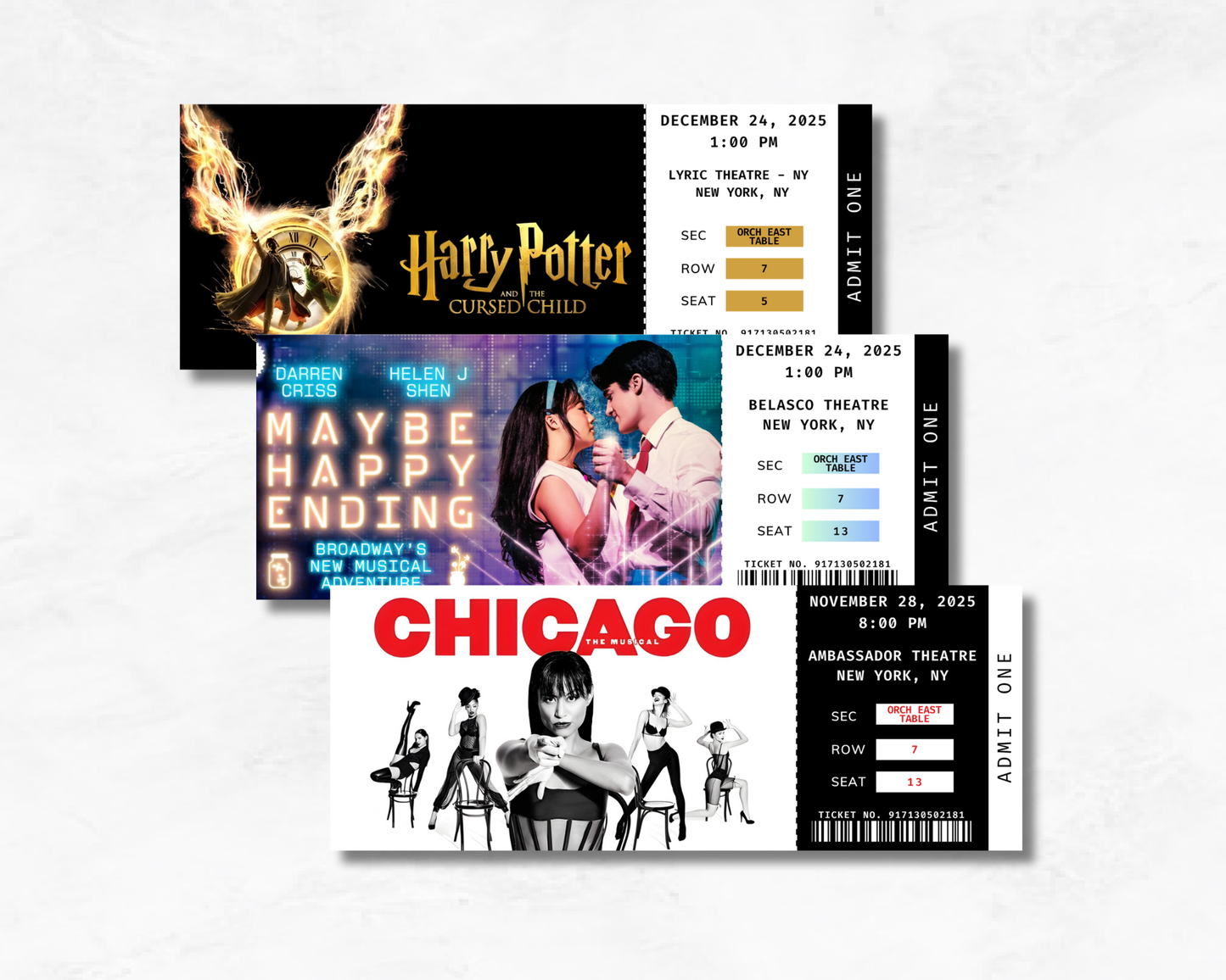 Broadway Custom Souvenir Ticket