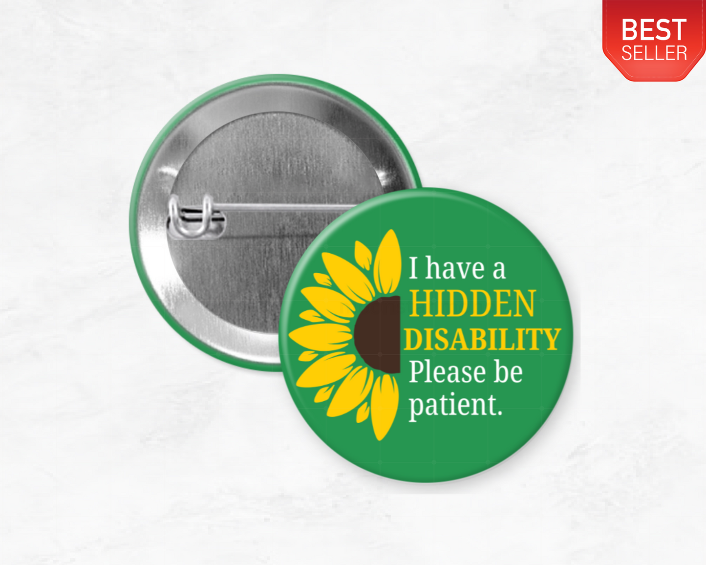 Half Sunflower Hidden Disability Pin