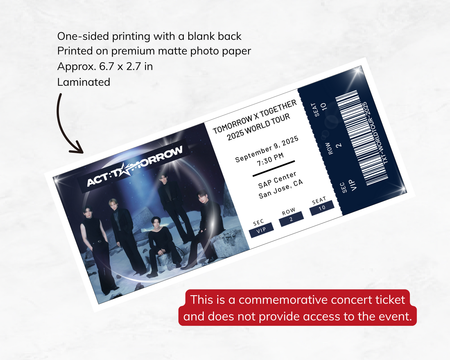 TXT World Tour ACT: Tomorrow Custom Concert Ticket
