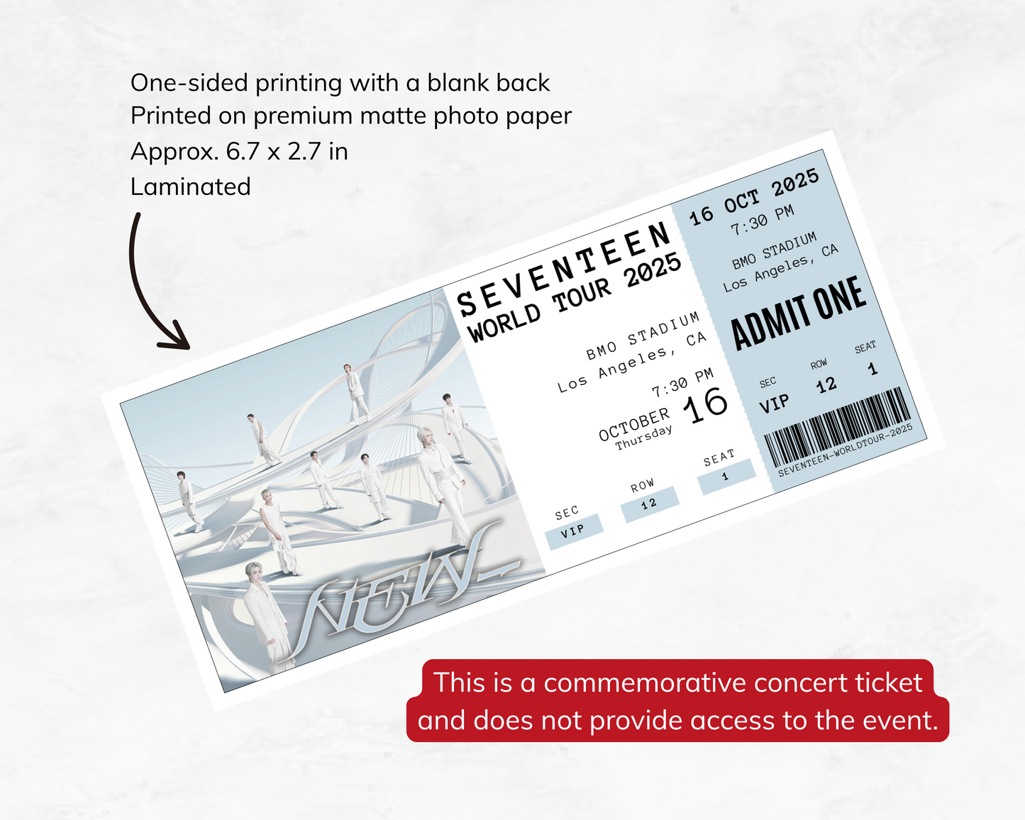 Seventeen World Tour 2025 Custom Concert Ticket