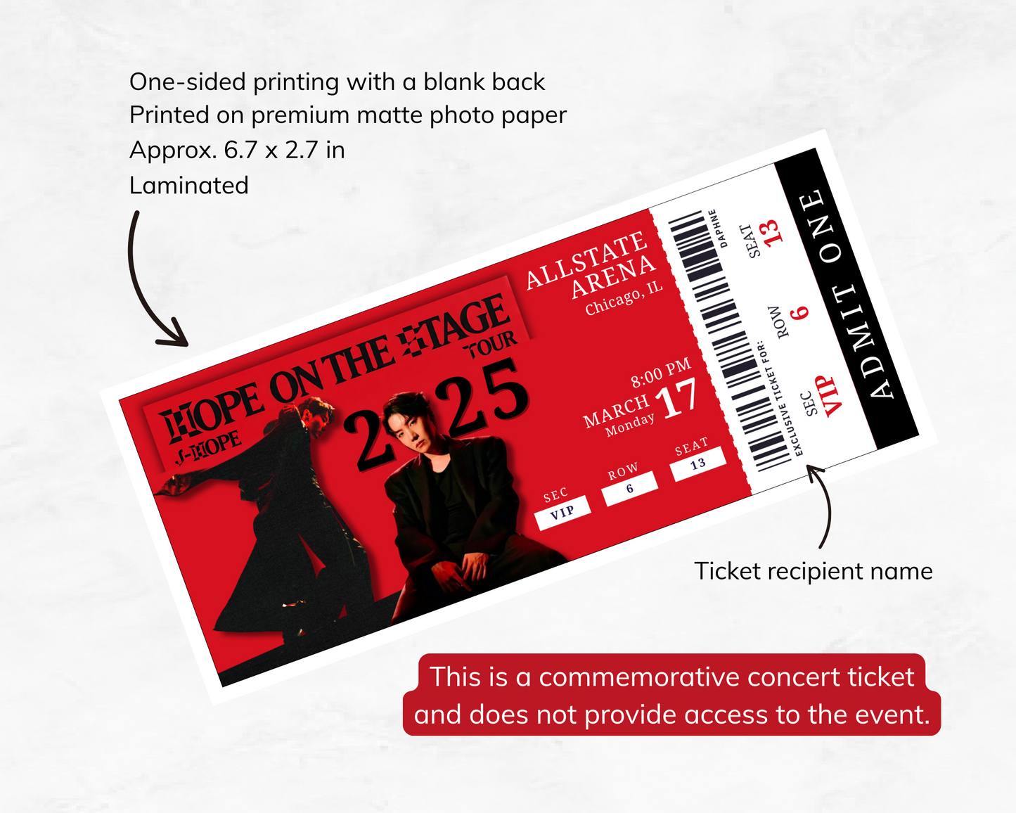 Hope On The Stage Custom Concert Ticket