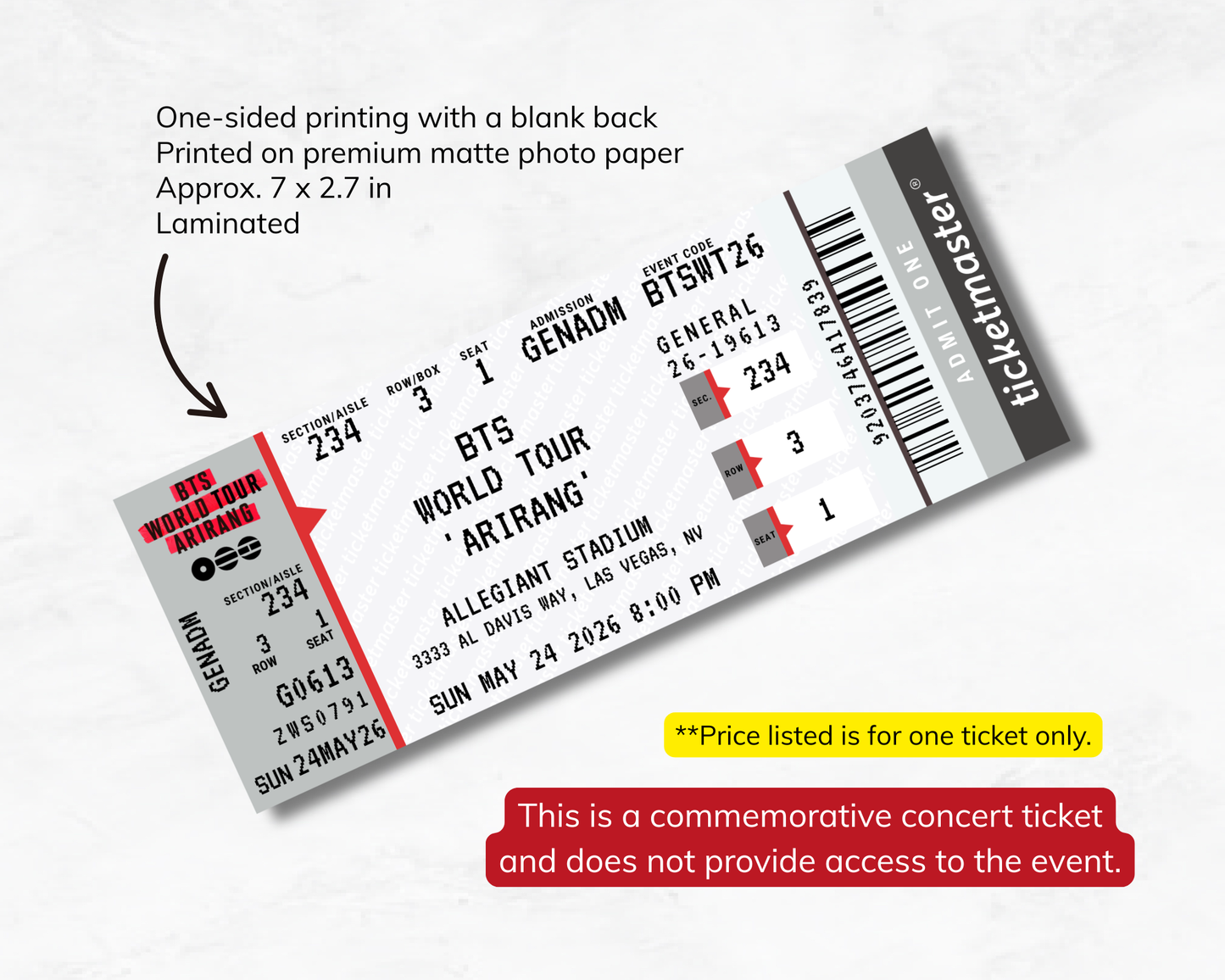 Arirang World Tour Concert Custom Ticket - Ticketmaster Inspired