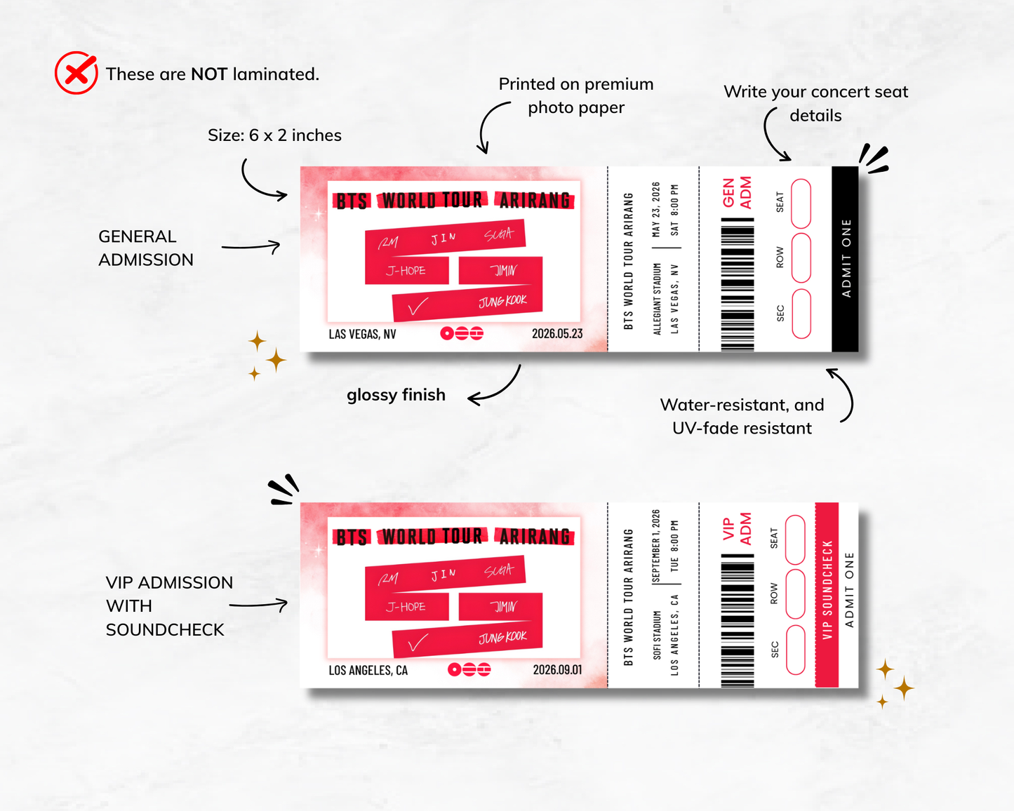 BTS World Tour Concert Freebie Tickets