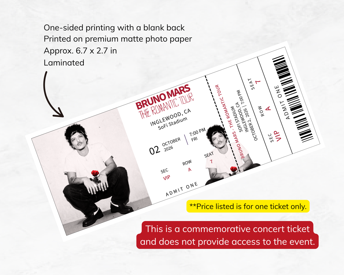 Custom Concert Souvenir Tickets (2026)