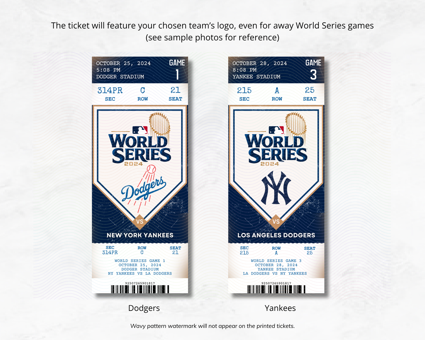 World Series 2024 Custom Souvenir Ticket