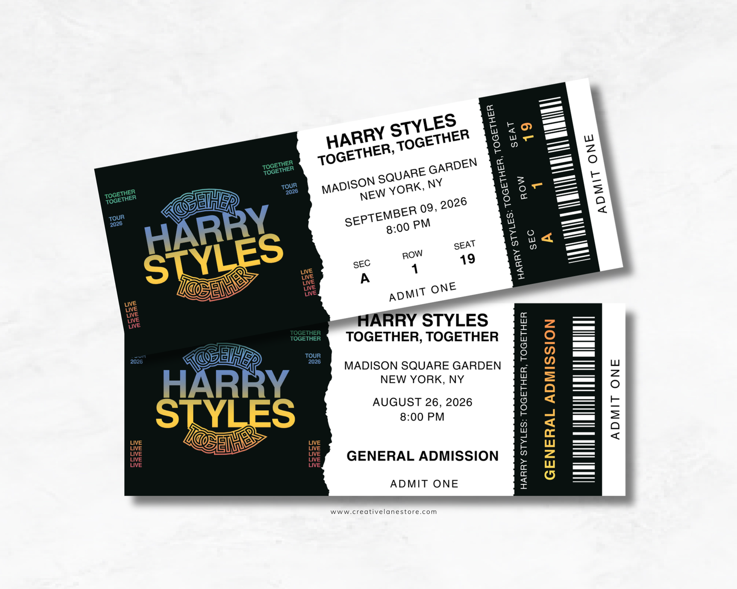 Custom Concert Souvenir Tickets (2026)