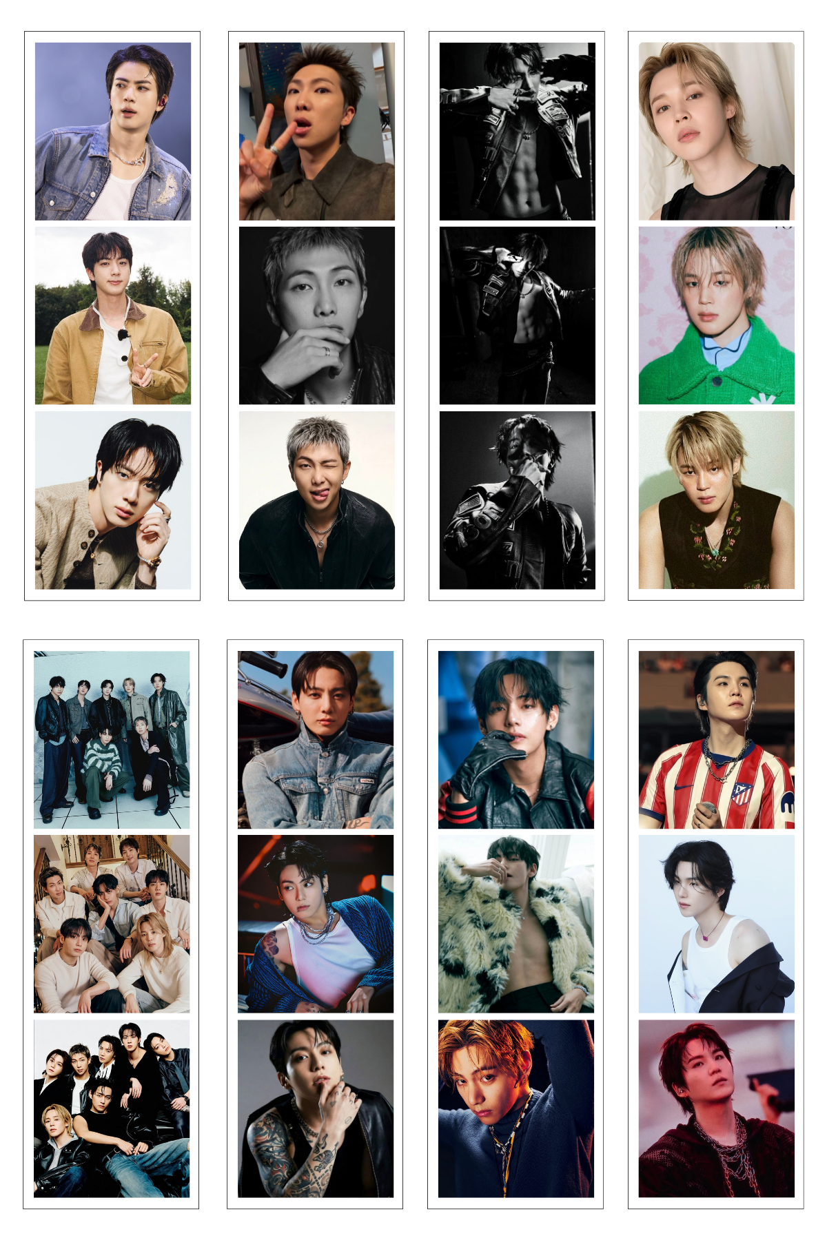 8 Mini BTS Photo Strips on One 4×6 Print (Uncut)