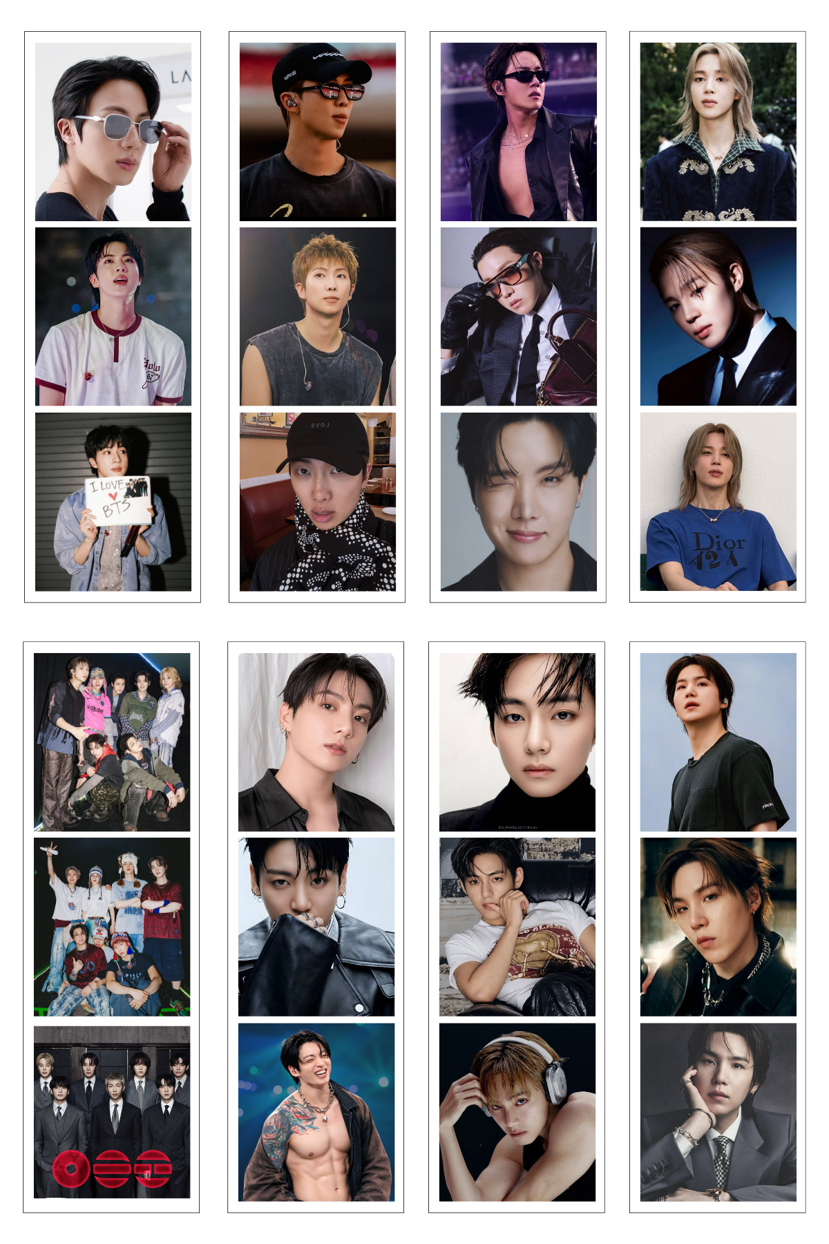 8 Mini BTS Photo Strips on One 4×6 Print (Uncut)