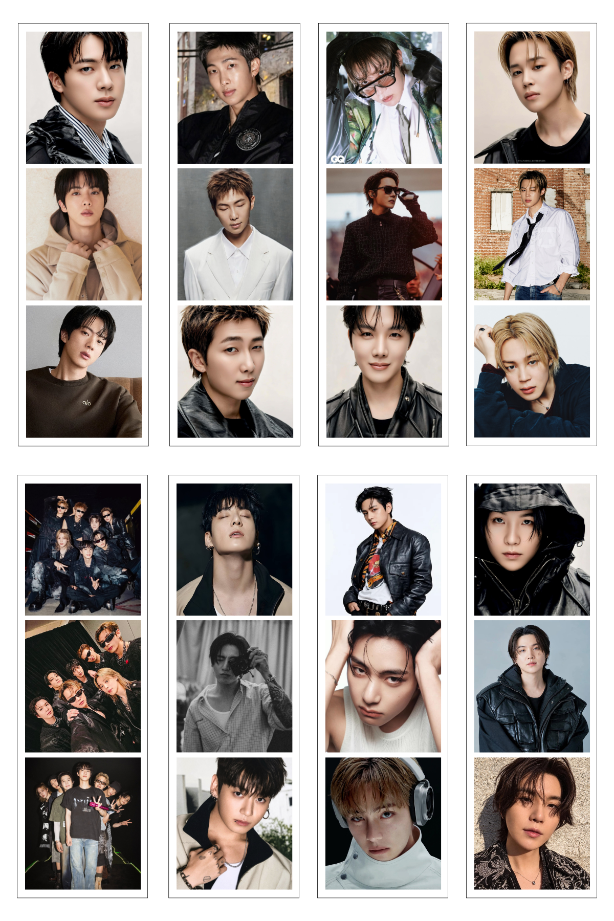 8 Mini BTS Photo Strips on One 4×6 Print (Uncut)