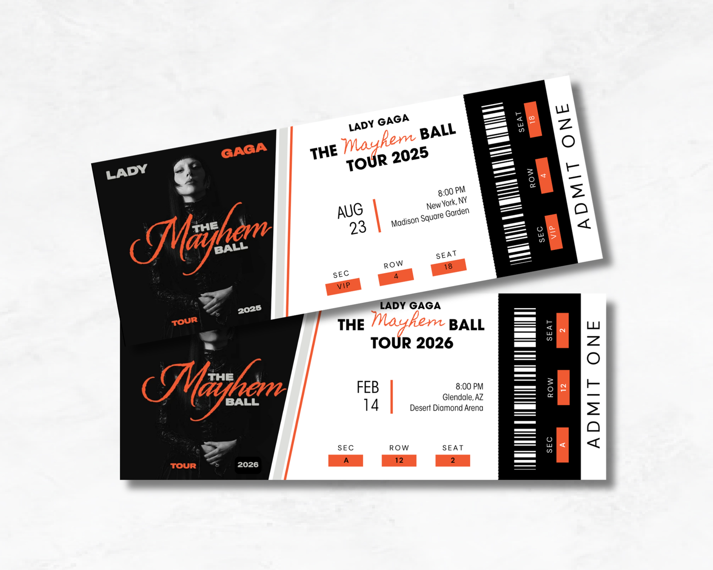 Custom Concert Souvenir Tickets (2026)