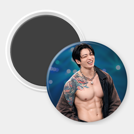 Jungkook LA Day 4 Shirtless Round Magnet