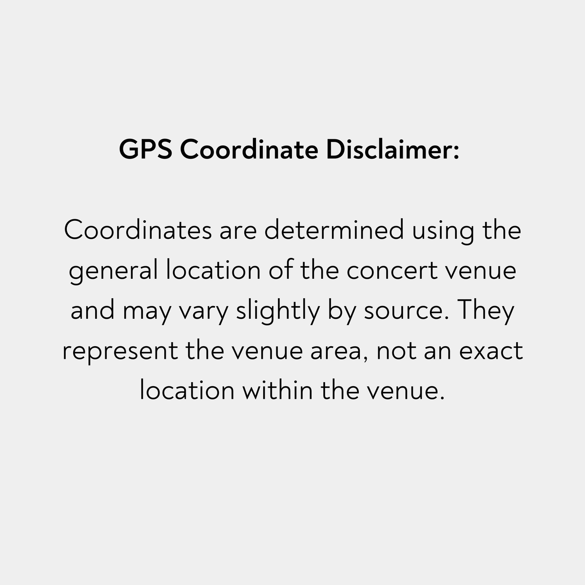 GPS Coordinate disclaimer note on white background