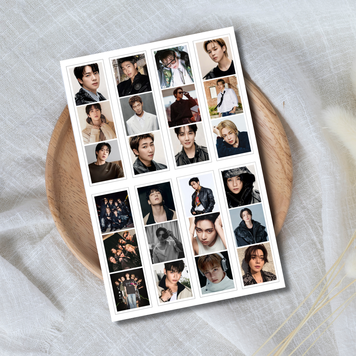 8 Mini BTS Photo Strips on One 4×6 Print (Uncut)