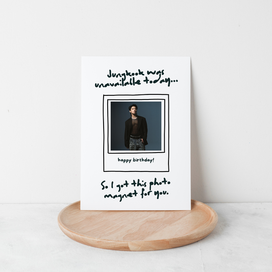 Card with a photo of a person and text on a white background