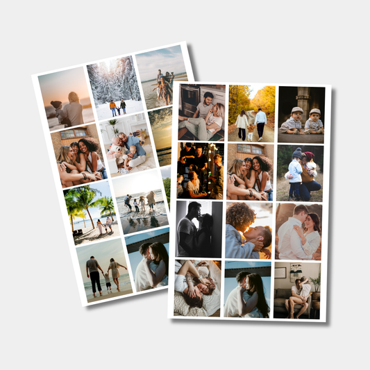 Collage of various photos of people in different settings on a white background