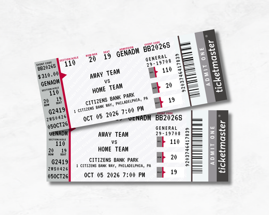 Two identical tickets with Ticketmaster branding on a white background