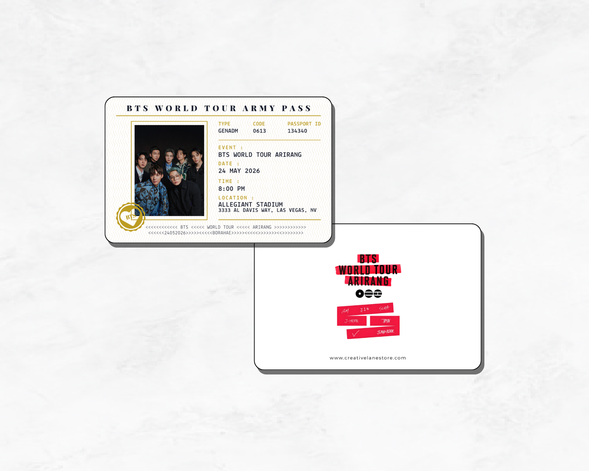 BTS World Tour Army Pass on a white background